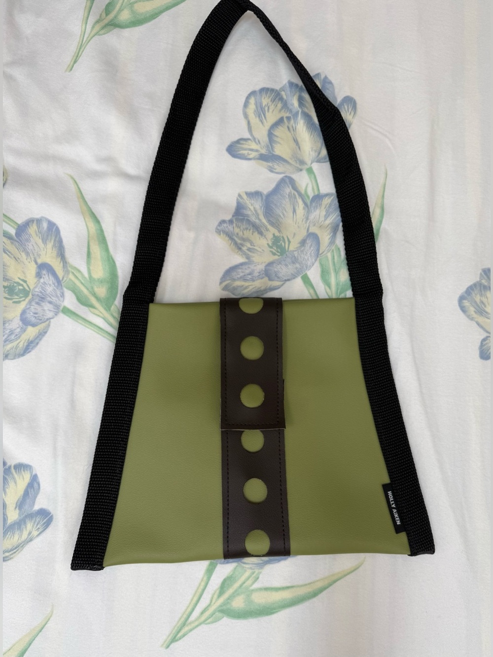 NC Handmade Vegan Olive Green Shoulder Bag with Black Trim